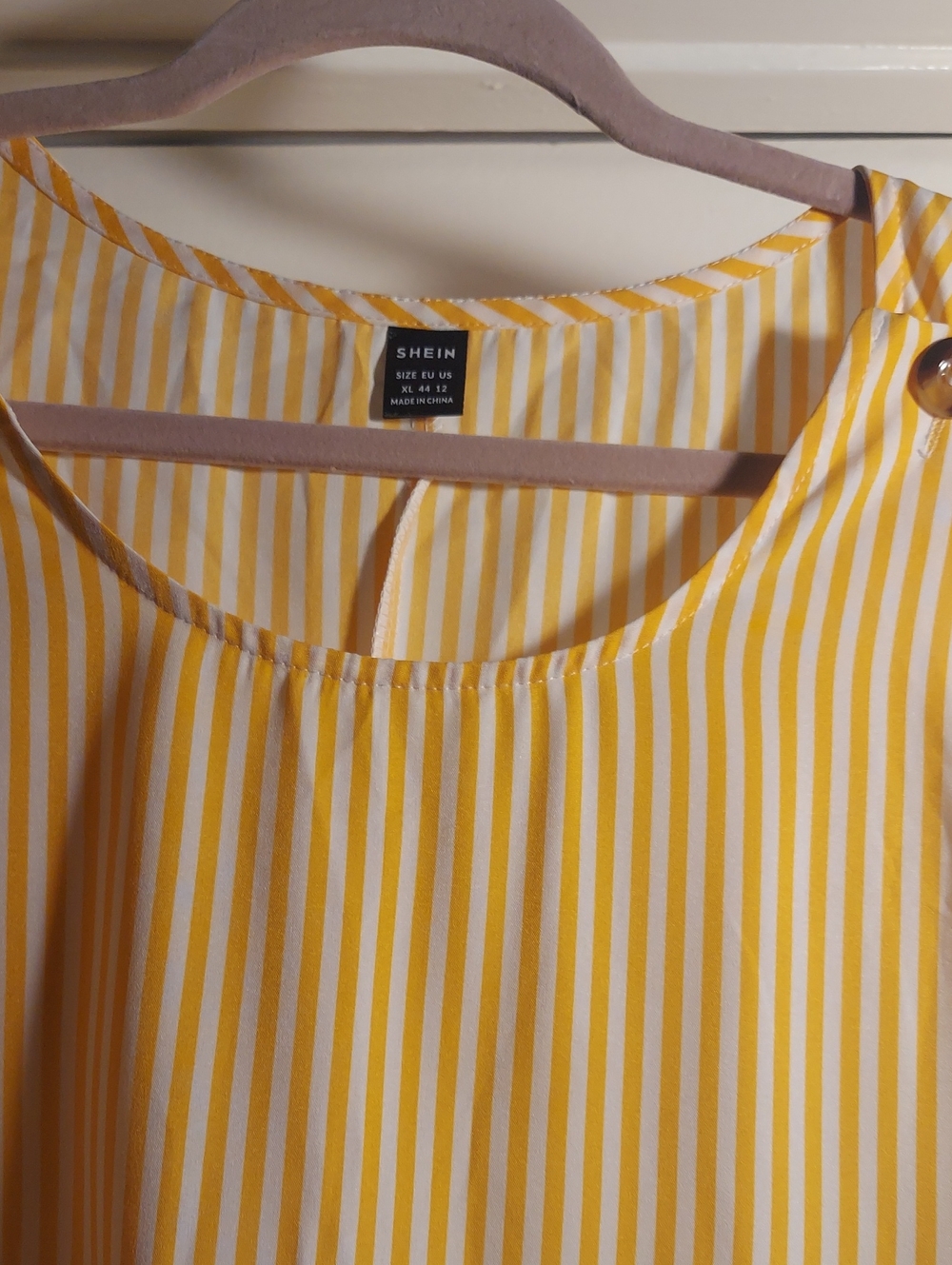 SHEIN Yellow & White Striped Sleeveless Blouse